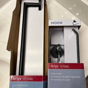 IN BOX - Moen Arlys 24" Towel Bar and Toilet Paper Holder Set